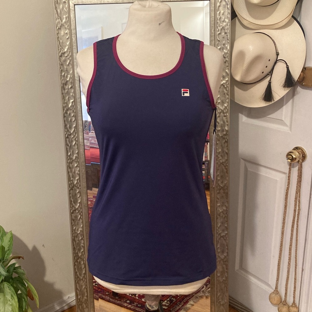 Fila Heritage full coverage tank. Navy/burg/yellow. Size S. New with tags.